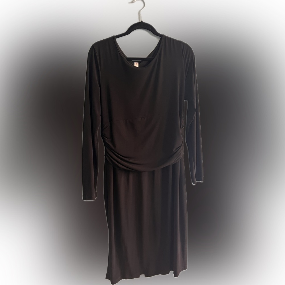 Canadian boutique designer David Finley black ruched dress size L